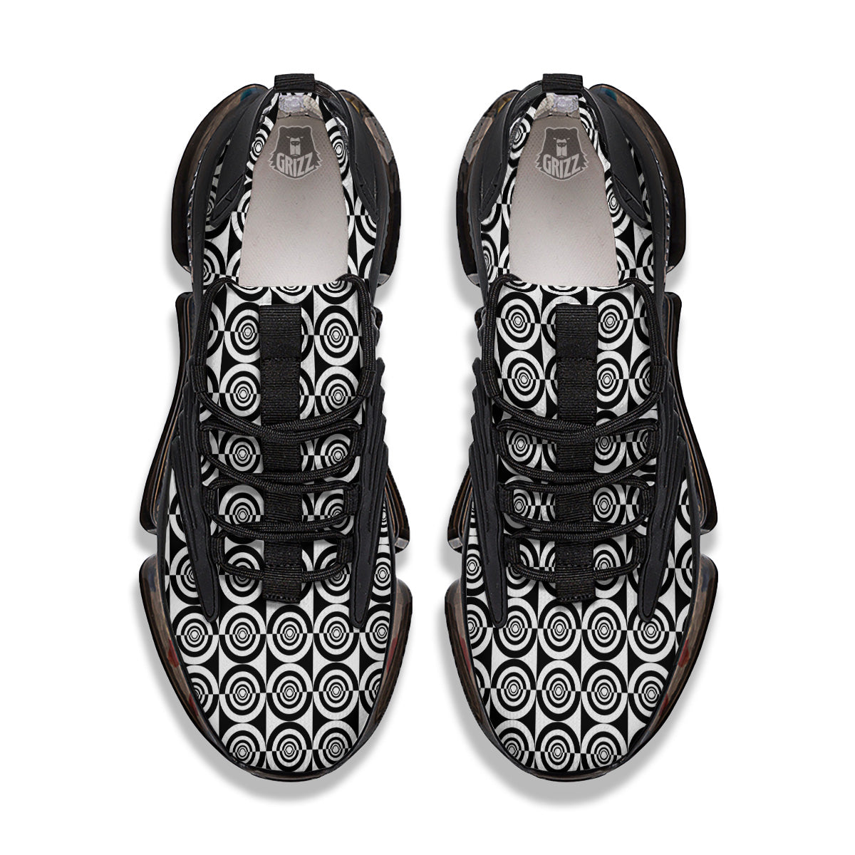 White And Black Target Board Print Pattern Black Gym Shoes-grizzshop