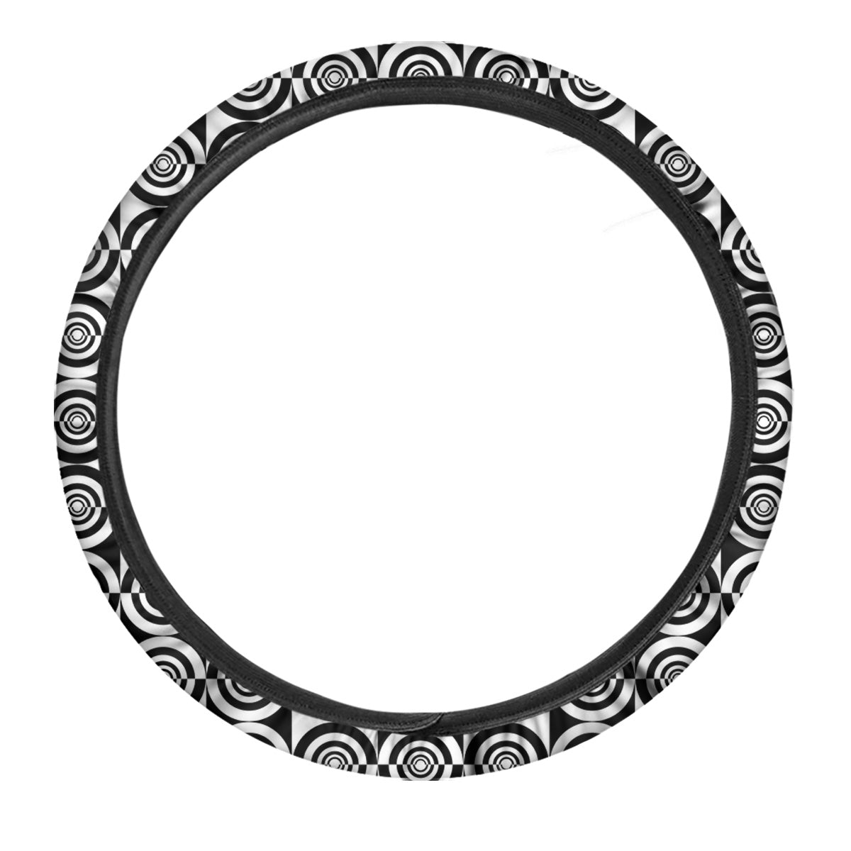White And Black Target Board Print Pattern Car Steering Wheel Cover-grizzshop