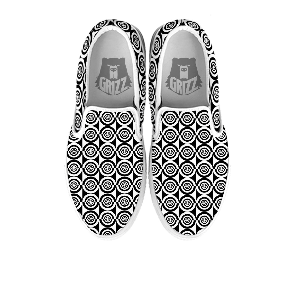 White And Black Target Board Print Pattern White Slip On Shoes-grizzshop