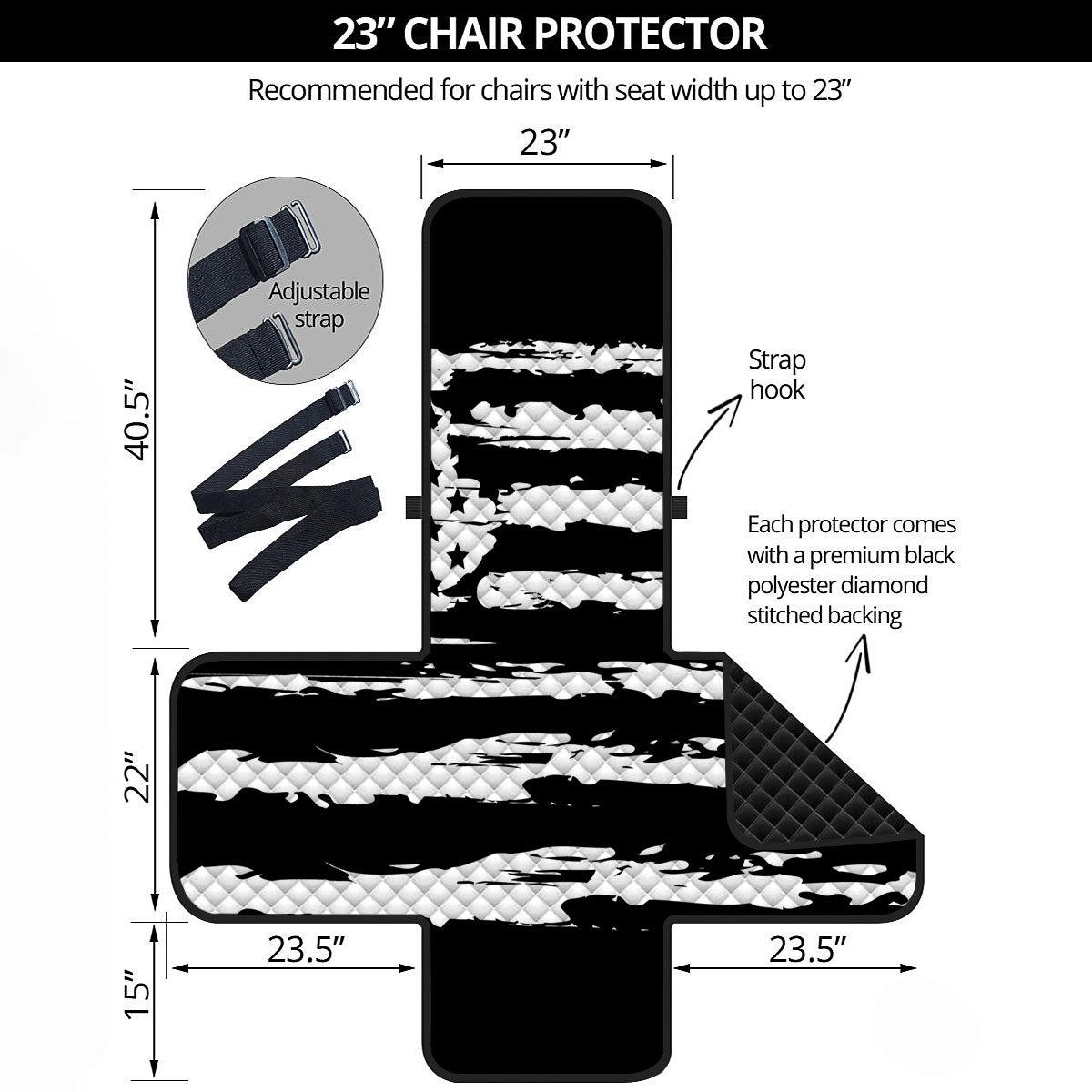 White And Black USA Flag Print Armchair Protector-grizzshop