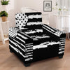 White And Black USA Flag Print Armchair Slipcover-grizzshop