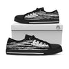 White And Black USA Flag Print Black Low Top Shoes-grizzshop