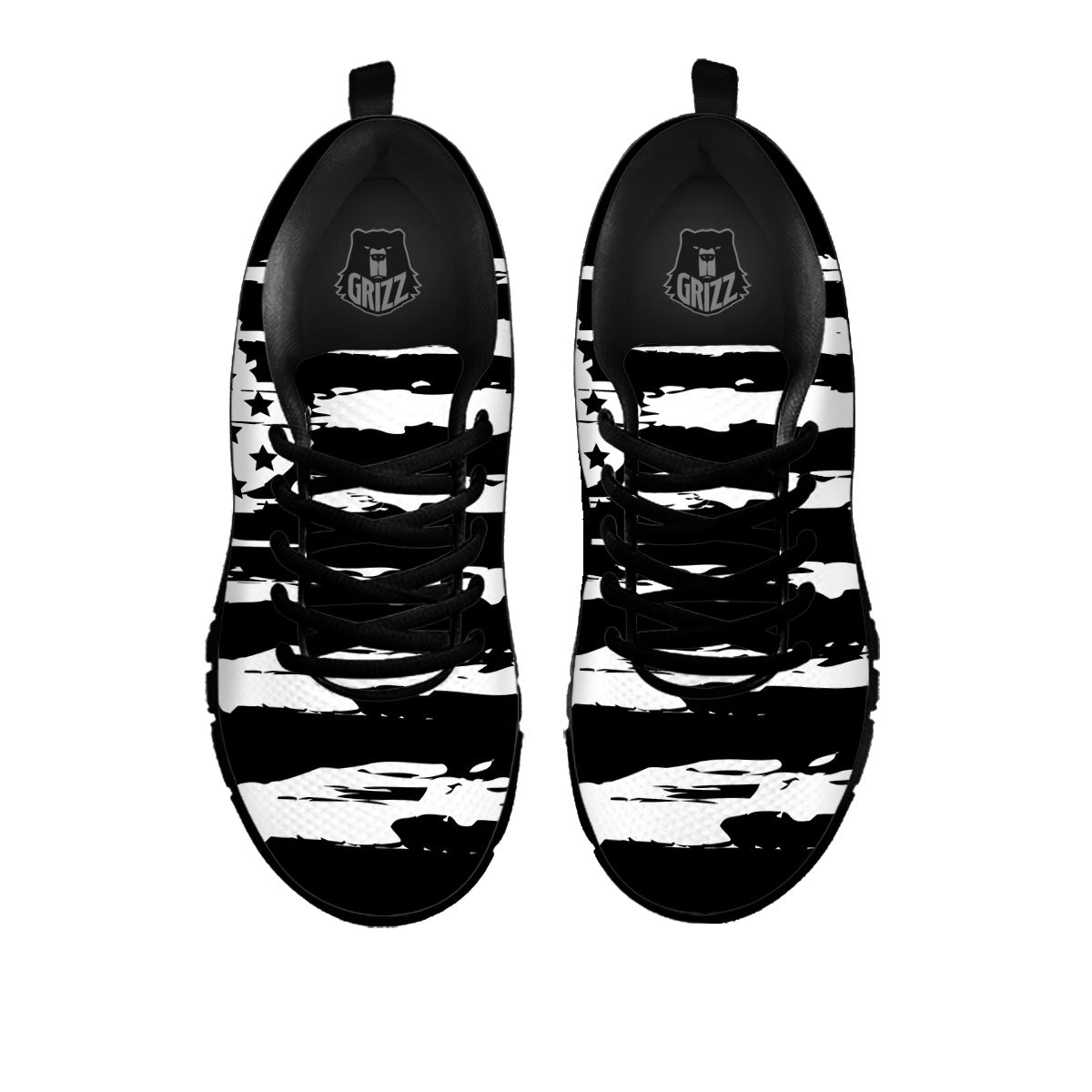 White And Black USA Flag Print Black Sneaker-grizzshop