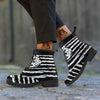 White And Black USA Flag Print Leather Boots-grizzshop