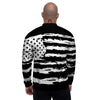 White And Black USA Flag Print Men's Bomber Jacket-grizzshop