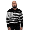 White And Black USA Flag Print Men's Bomber Jacket-grizzshop