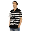 White And Black USA Flag Print Men's Hawaiian Shirt-grizzshop