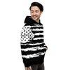 White And Black USA Flag Print Men's Hoodie-grizzshop