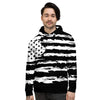 White And Black USA Flag Print Men's Hoodie-grizzshop