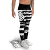 White And Black USA Flag Print Men's Leggings-grizzshop