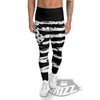 White And Black USA Flag Print Men's Leggings-grizzshop