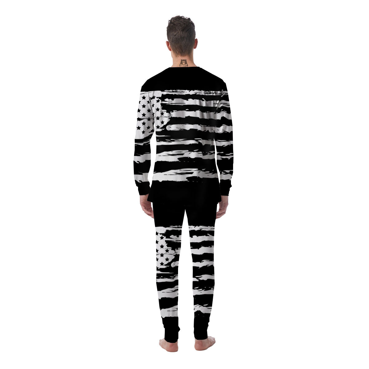 White And Black USA Flag Print Men's Pajamas-grizzshop