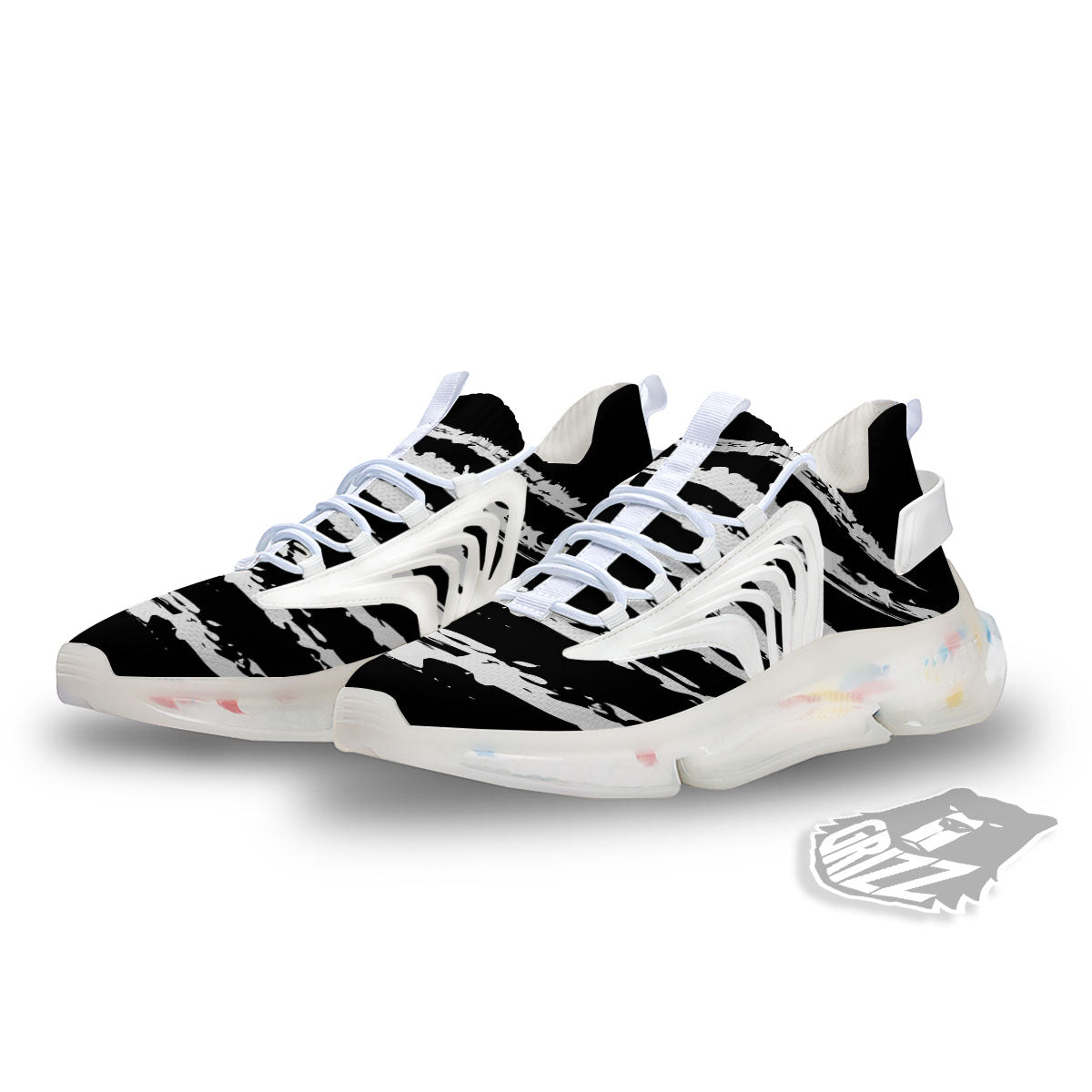 White And Black USA Flag Print White Gym Shoes-grizzshop