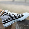 White And Black USA Flag Print White High Top Shoes-grizzshop