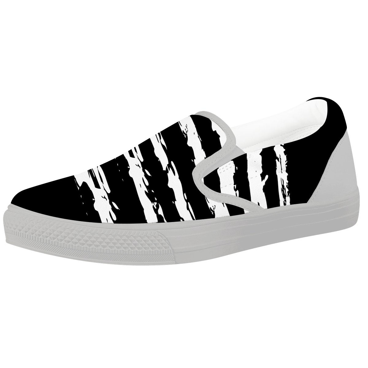 White And Black USA Flag Print White Slip On Shoes-grizzshop