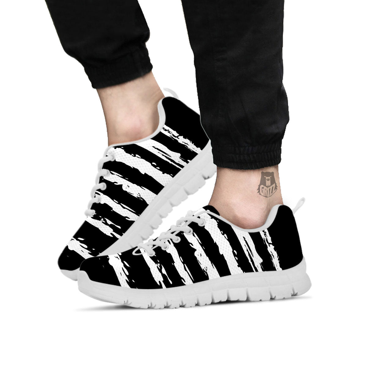 White And Black USA Flag Print White Sneaker-grizzshop