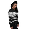 White And Black USA Flag Print Women's Bomber Jacket-grizzshop