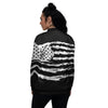 White And Black USA Flag Print Women's Bomber Jacket-grizzshop