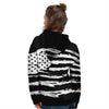 White And Black USA Flag Print Women's Hoodie-grizzshop