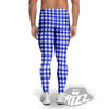 White And Blue Check Print Pattern Men's Leggings-grizzshop