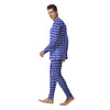 White And Blue Check Print Pattern Men's Pajamas-grizzshop