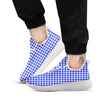 White And Blue Check Print Pattern White Athletic Shoes-grizzshop