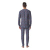 White And Blue Floral Glen Plaid Print Men's Pajamas-grizzshop