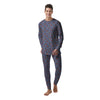 White And Blue Floral Glen Plaid Print Men's Pajamas-grizzshop