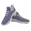 White And Blue Floral Glen Plaid Print White Athletic Shoes-grizzshop