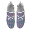 White And Blue Floral Glen Plaid Print White Athletic Shoes-grizzshop