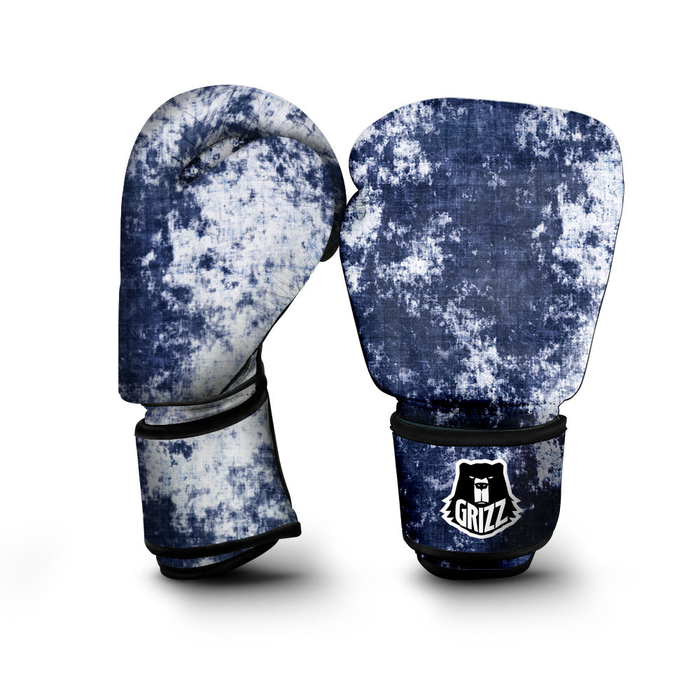 White And Blue Tie Dye Acid Wash Print Boxing Gloves-grizzshop