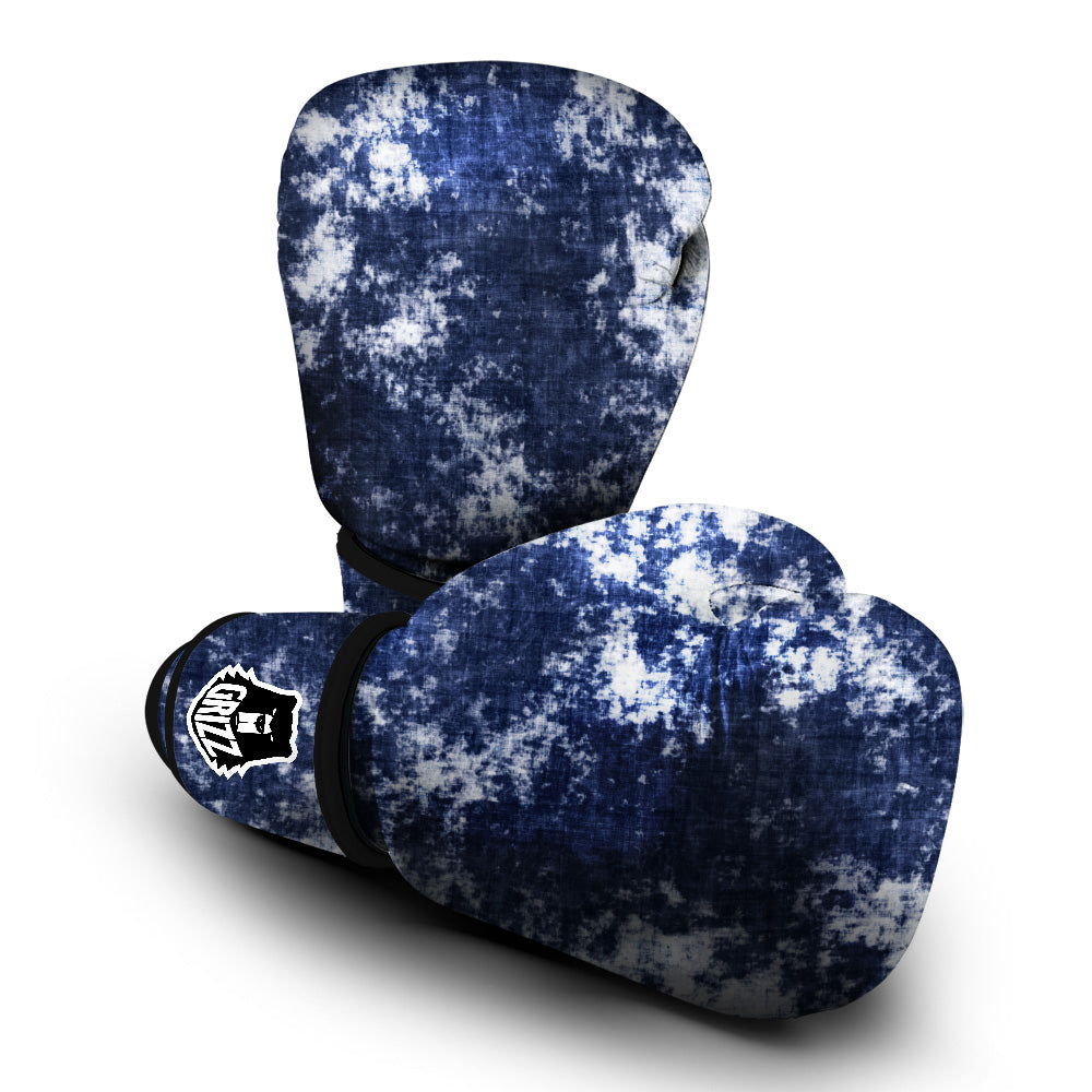 White And Blue Tie Dye Acid Wash Print Boxing Gloves-grizzshop