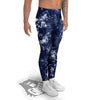 White And Blue Tie Dye Acid Wash Print Men's Leggings-grizzshop