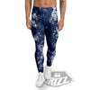 White And Blue Tie Dye Acid Wash Print Men's Leggings-grizzshop