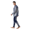 White And Blue Tie Dye Acid Wash Print Men's Pajamas-grizzshop