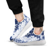 White And Blue Tie Dye Acid Wash Print White Athletic Shoes-grizzshop