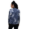 White And Blue Tie Dye Acid Wash Print Women's Bomber Jacket-grizzshop