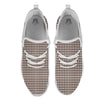 White And Brown Doodle Check Print Pattern White Athletic Shoes-grizzshop