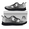 White And Dark Grey Marble Print Pattern Black Sneaker-grizzshop