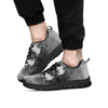 White And Dark Grey Marble Print Pattern Black Sneaker-grizzshop