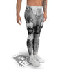 White And Dark Grey Marble Print Pattern Men's Leggings-grizzshop