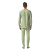 White And Green Check Print Pattern Men's Pajamas-grizzshop