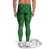 White And Green Plaid Print Pattern Men's Leggings-grizzshop