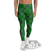 White And Green Plaid Print Pattern Men's Leggings-grizzshop