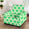 White And Green Polka Dot Armchair Cover-grizzshop