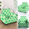 White And Green Polka Dot Armchair Cover-grizzshop