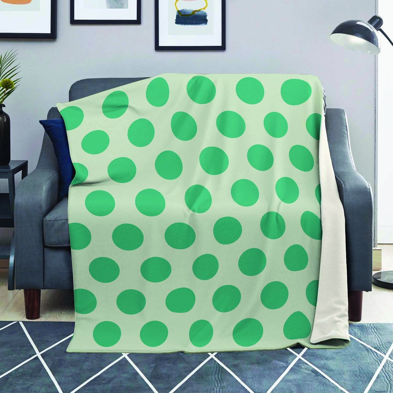 White And Green Polka Dot Blanket-grizzshop