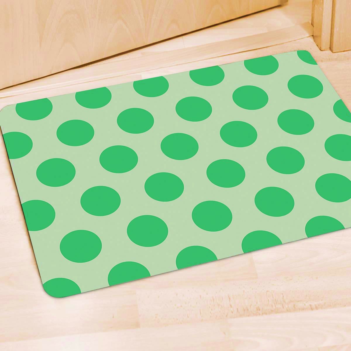 White And Green Polka Dot Door Mat-grizzshop