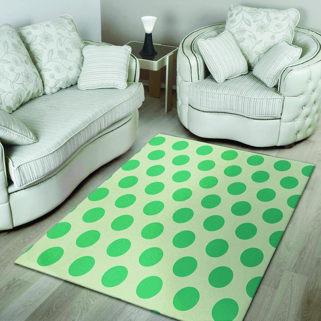 White And Green Polka Dot Floor Mat-grizzshop