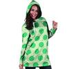 White And Green Polka Dot Hoodie Dress-grizzshop